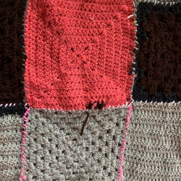 Handmade Quilt | Colorful Boho Blanket Baby Quilt Crochet Block Table Liner Mat - Picture 9 of 11